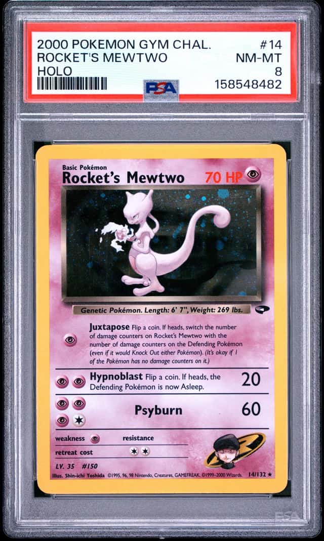 2000 POKEMON ROCKET'S MEWTWO GYM CHALLENGE Vintage HOLO #14 PSA 8 MINT! 🔥💎🔥