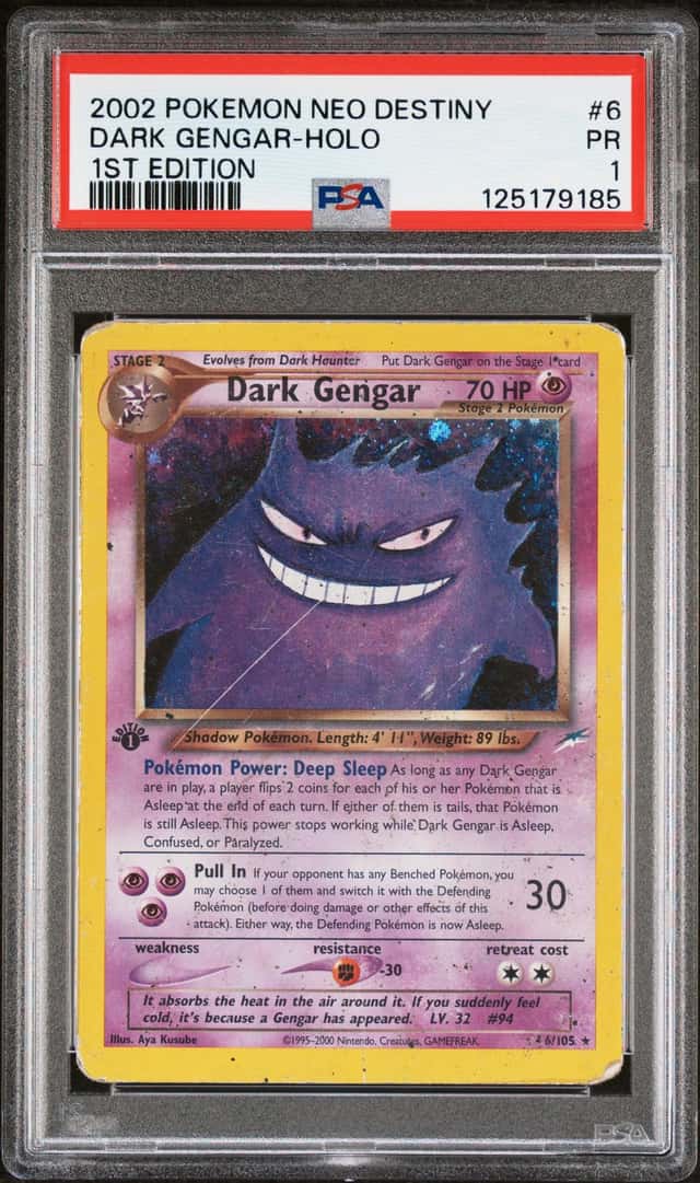 2002 POKEMON NEO DESTINY 1ST EDITION #6 DARK GENGAR-HOLO PSA 1