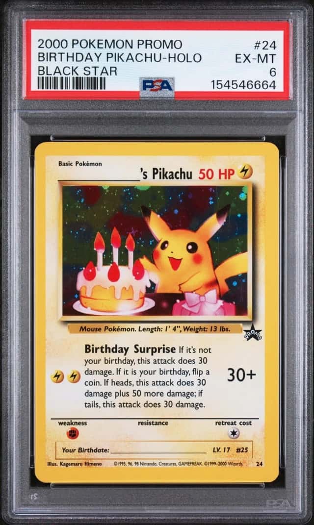 2000 POKEMON PROMO BLACK STAR #24 BIRTHDAY PIKACHU-HOLO PSA 6