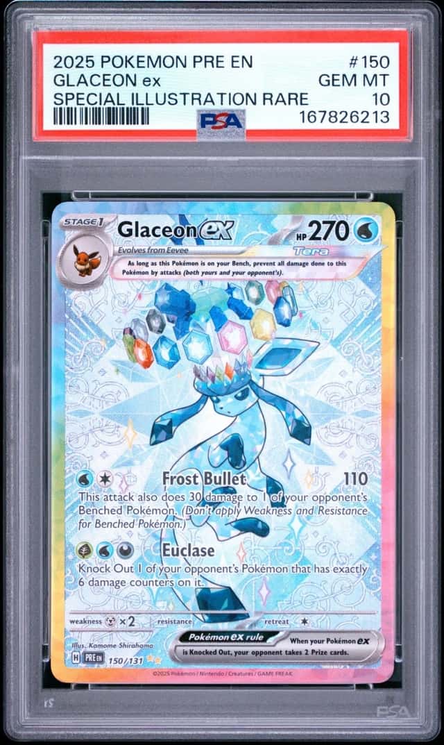2025 POKEMON PRISMATIC EVOLUTIONS SPECIAL ILLUSTRATION RARE GLACEON EX PSA 10