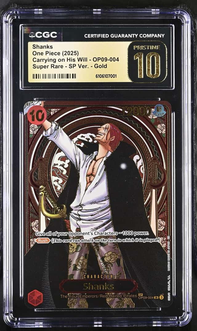 2025 One Piece Carrying On his Will OP09-004 Shanks SP Gold CGC 10 PRISTINE