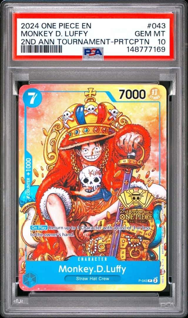 Monkey D. Luffy PSA10 2024 One Piece Promos 2nd Ann Tournament-Prtcptn #043