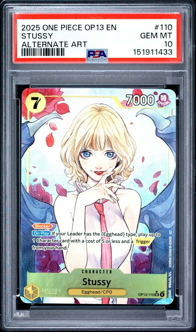 2025 One Piece OP13 EN Alternate Art #110 Stussy PSA 10 GEM MINT