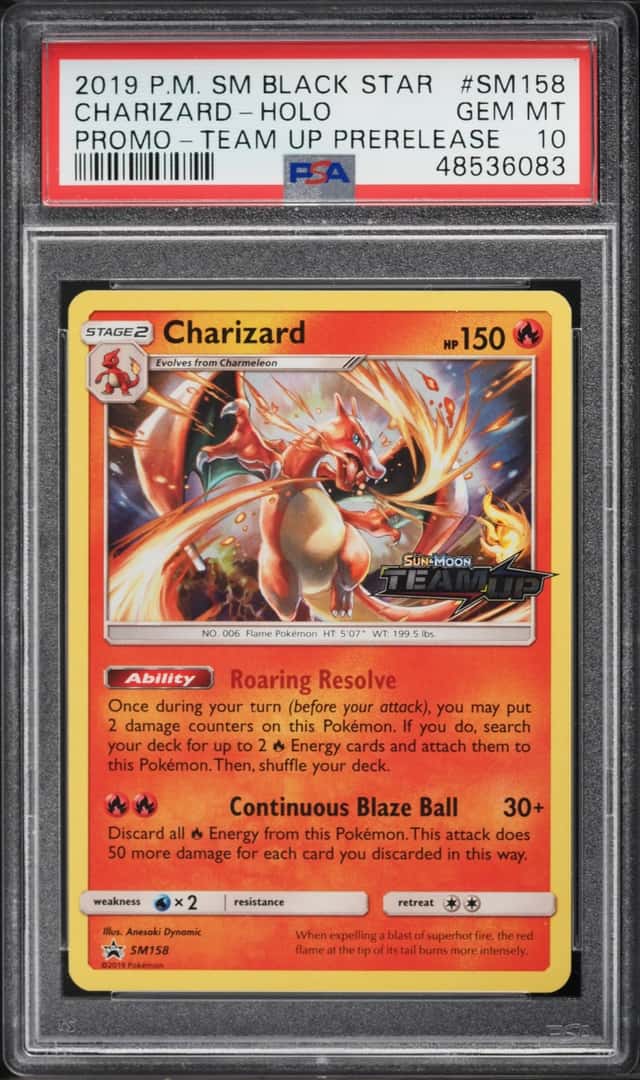 2019 Pokemon Sun & Moon Promo Team Up Prerelease Holo Charizard #SM158 PSA 10 GEM MINT