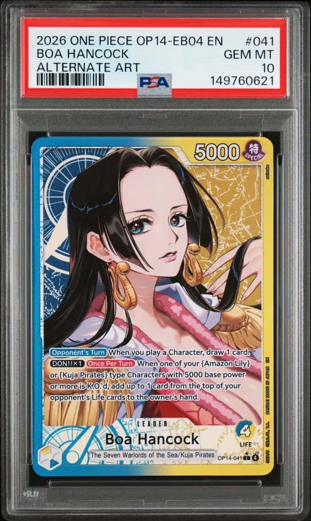 2026 ONE PIECE OP14-EB04-THE AZURE SEA'S SEVEN ALTERNATE ART BOA HANCOCK PSA 10