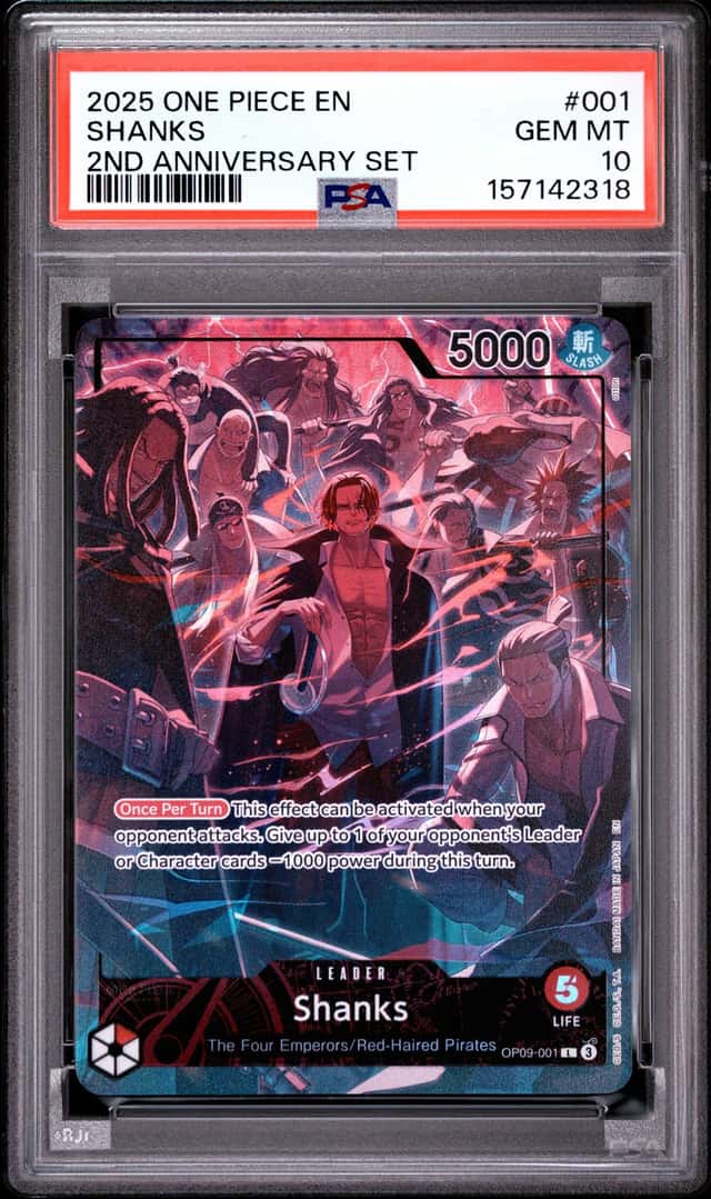 2025 ONE PIECE ENGLISH VERSION 2ND ANNIVERSARY SET #001 SHANKS PSA 10