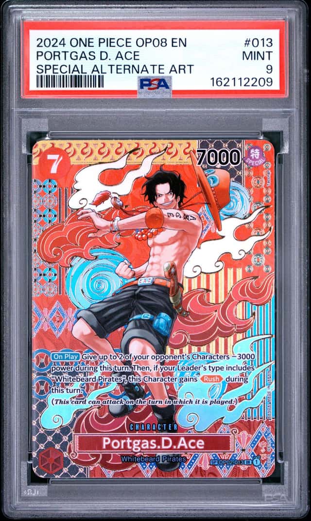 2024 ONE PIECE OP08-TWO LEGENDS SPECIAL ALTERNATE ART #013 PORTGAS D. ACE PSA 9