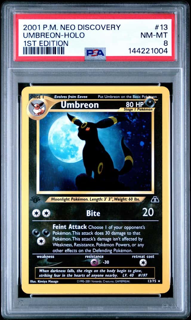 Pokemon Cards: Neo Discovery 1st Edition Rare Holo: Umbreon 13/75 PSA 8