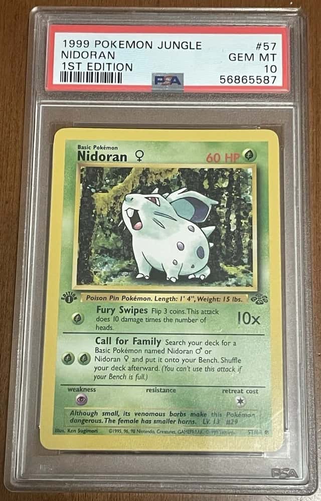 PSA 10 GEM MT - Nidoran #57 - 1999 Pokemon Jungle - 1st Edition