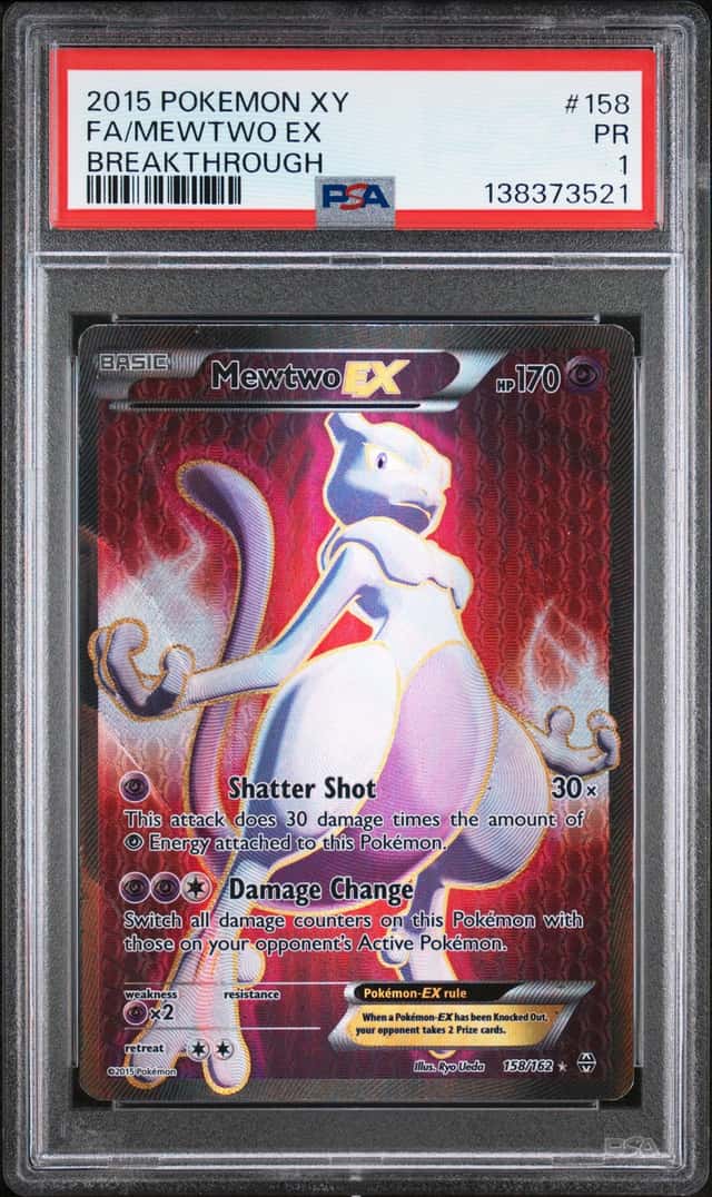 PSA 1 2015 Pokemon XY Breakthrough Full Art Mewtwo EX 158/162 Holo Foil Rare