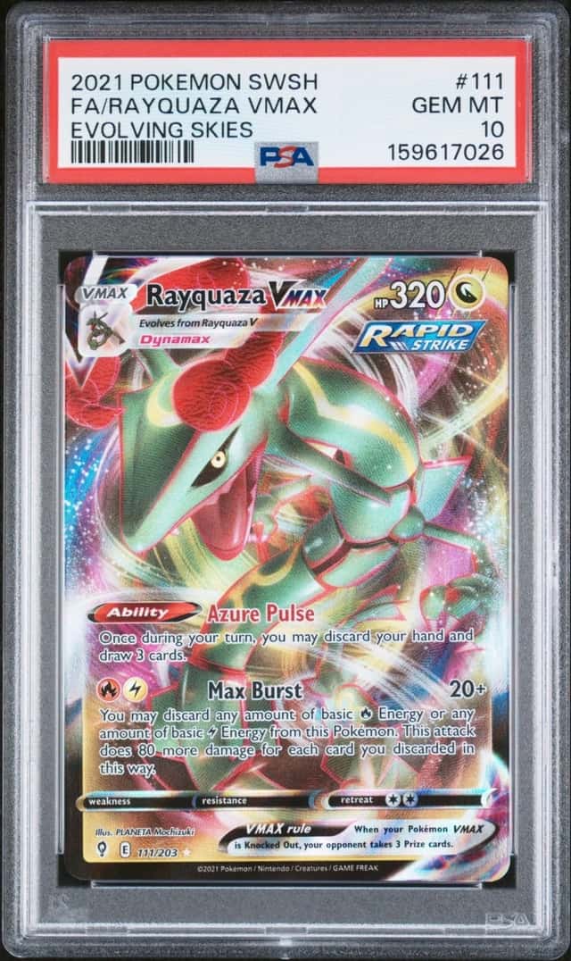 2021 POKEMON SWORD & SHIELD EVOLVING SKIES #111 FULL ART/RAYQUAZA VMAX PSA 10