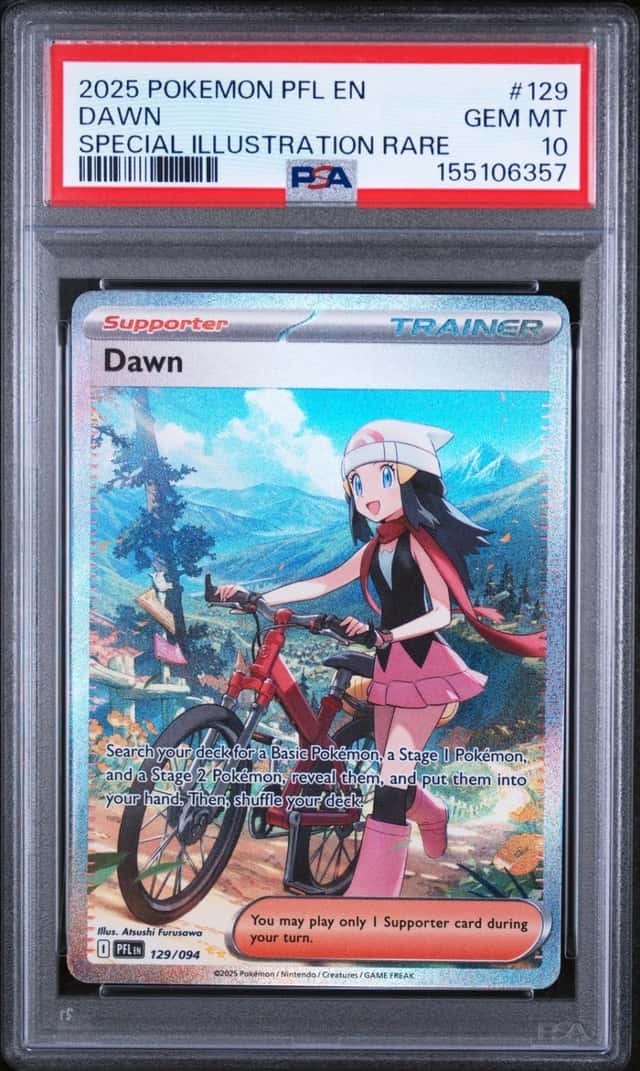 2025 POKEMON PFL EN-PHANTASMAL FLAMES SPECIAL ILLUSTRATION RARE #129 DAWN PSA 10