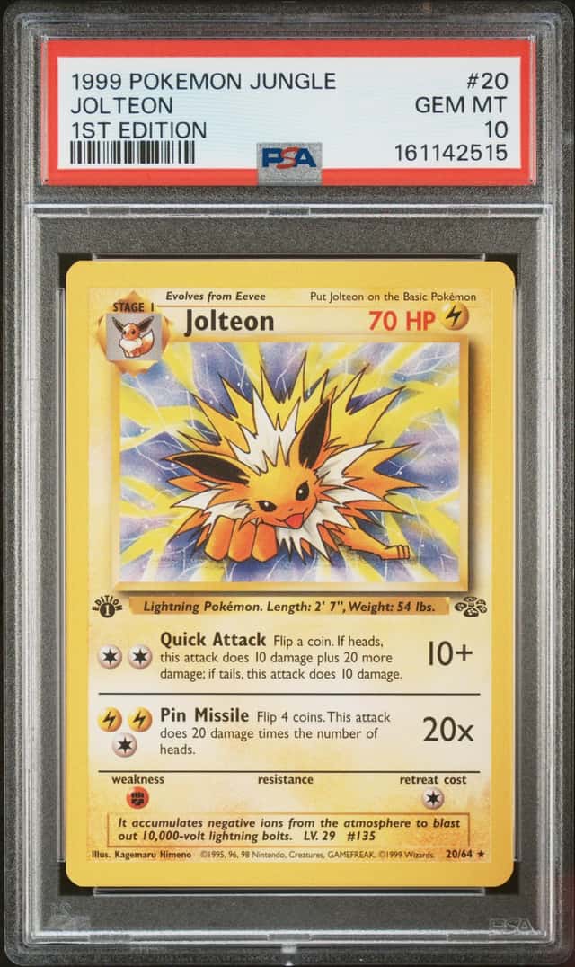 1999 POKEMON JUNGLE 1ST EDITION #20 JOLTEON PSA 10