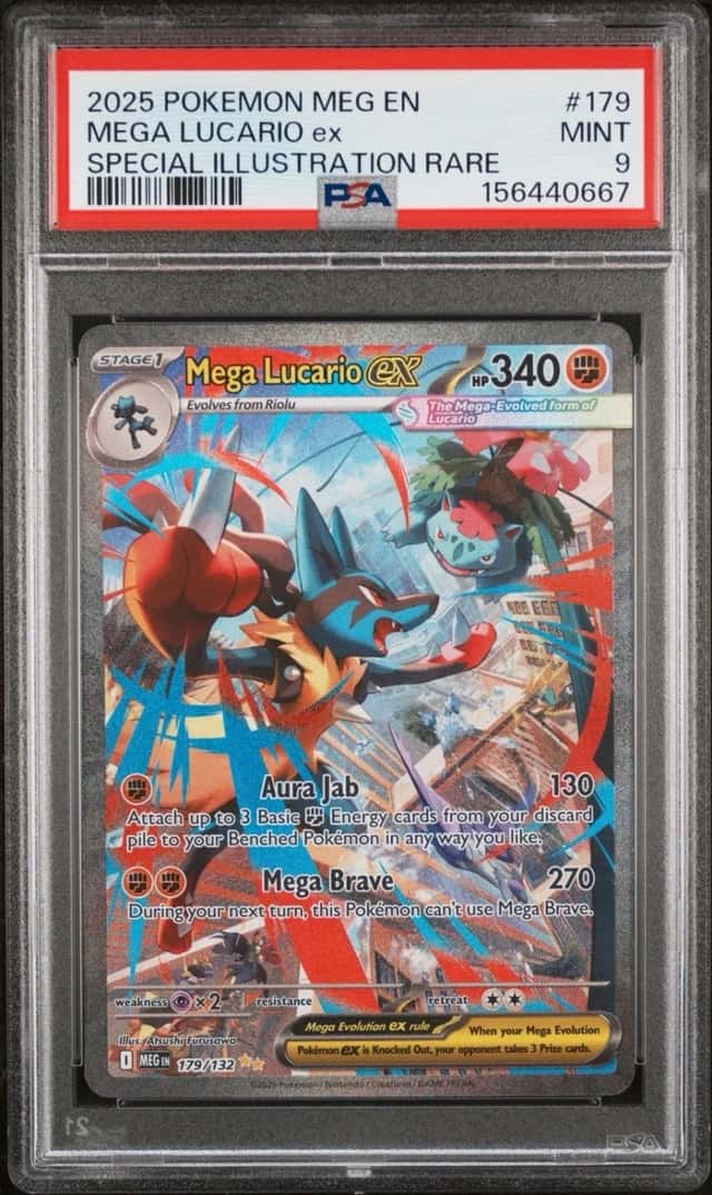 2025 Pokemon Meg En Special Illustration Rare #179 Mega Lucario Ex PSA 9 MINT