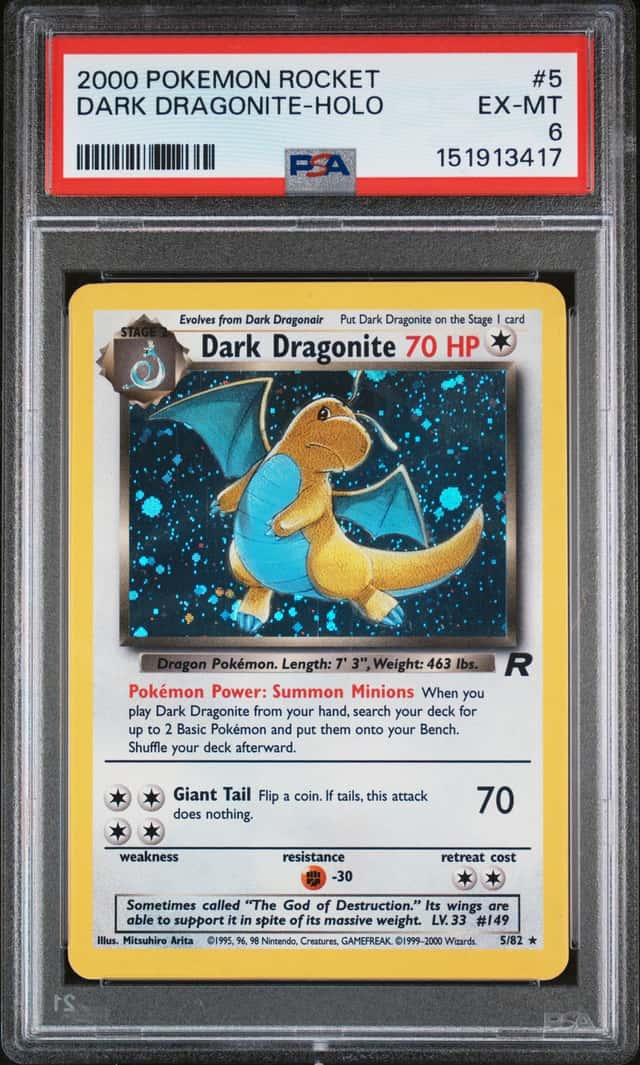2000 POKEMON ROCKET #5 DARK DRAGONITE-HOLO PSA 6