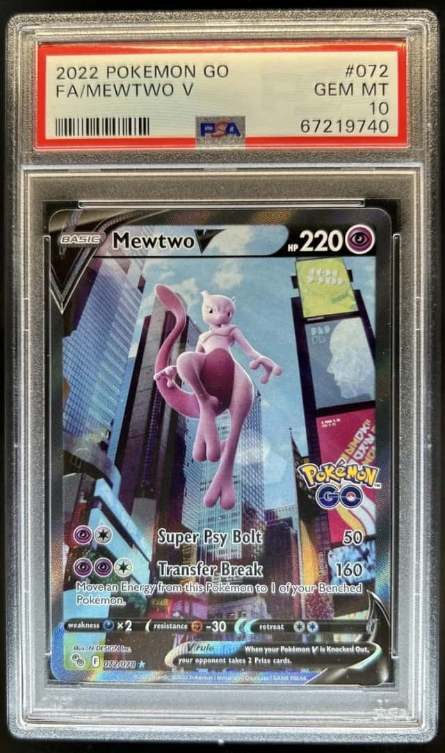 2022 Pokemon SWSH Pokemon GO Mewtwo V Full Art #072/078 PSA 10 GEM MINT GEM MINT