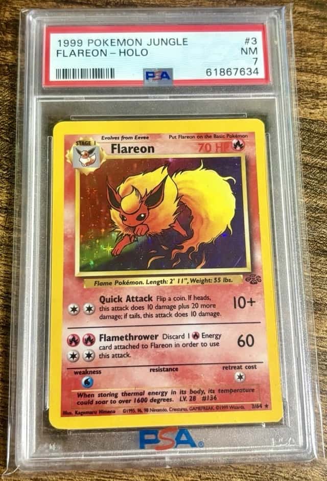 1999 POKEMON JUNGLE #3 FLAREON-HOLO PSA 7
