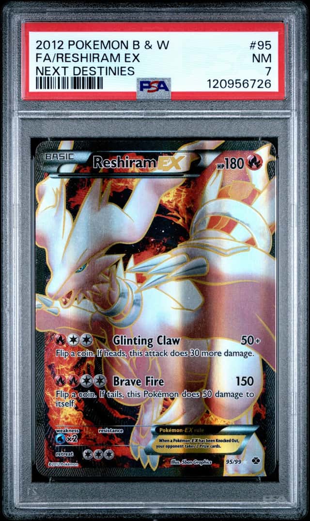 POKEMON RESHIRAM EX 2012 BLACK & WHITE NEXT DESTINIES #95 FA PSA 7