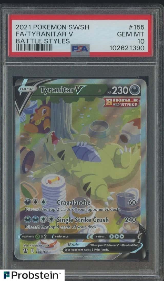 2021 Pokémon SWSH Battle Styles Tyranitar V #155 FA PSA 10 GEM MINT