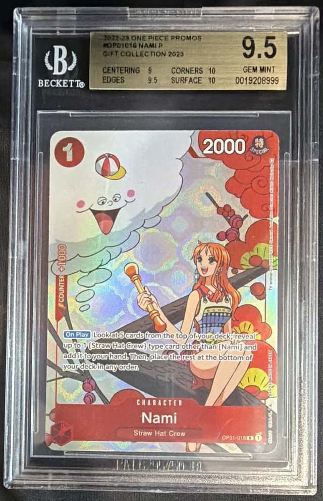 Bandai One Piece CCG Nami OP01-016 Gift Collection 2023 Promo Foil BGS 9.5