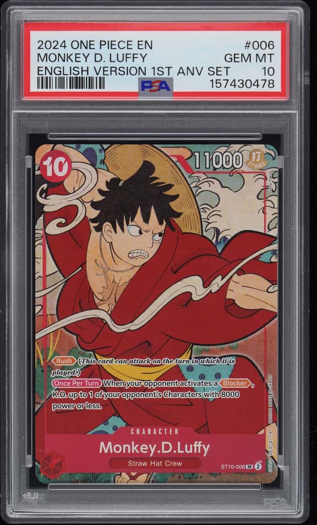 2024 ONE PIECE ENGLISH VERSION 1ST ANN. SET #006 MONKEY D. LUFFY PSA 10