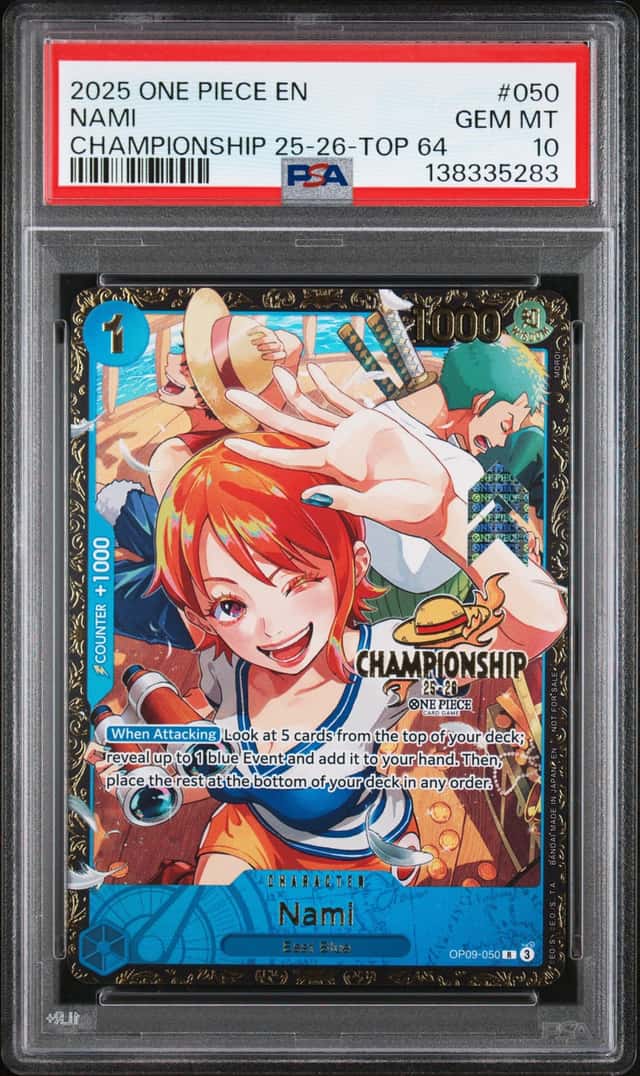 2025 One Piece EN Championship Top 64 #050 Nami PSA 10 GEM MINT