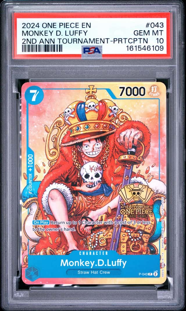 2024 ONE PIECE 2ND ANNIVERSARY TOURNAMENT #043 MONKEY D. LUFFY PSA 10