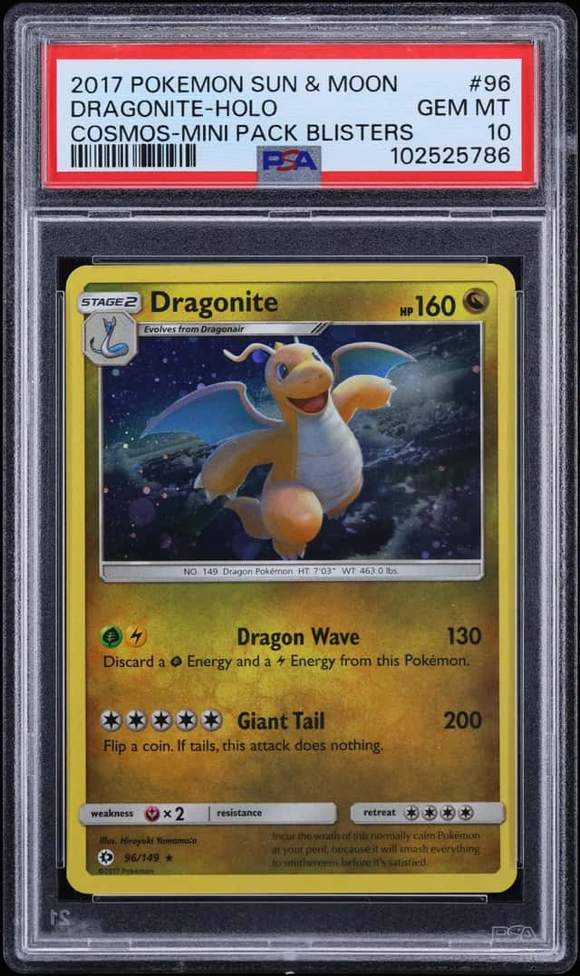 2017 Pokemon Sun & Moon Promo Cosmos Holo Dragonite #96 PSA 10 GEM MINT