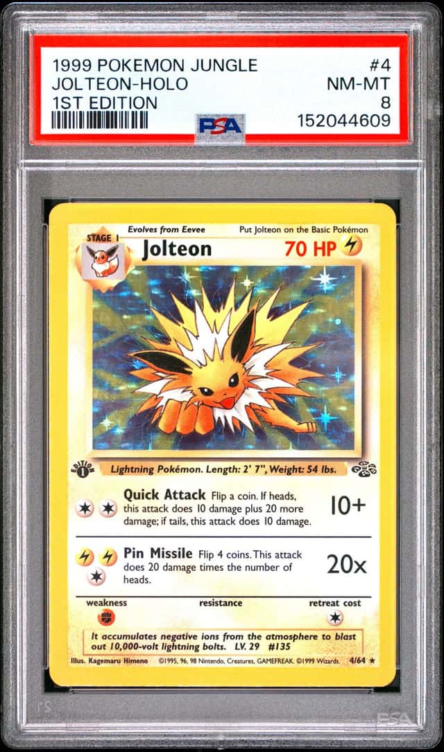 1999 Pokemon Jungle 1st Edition Holo Jolteon #4 PSA 8 NM-MT