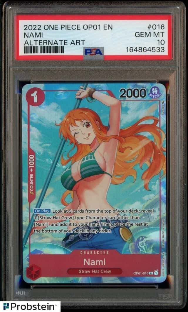 2022 One Piece OP01-Alternate Art #016 Nami Pre-Errata PSA 10 GEM MINT