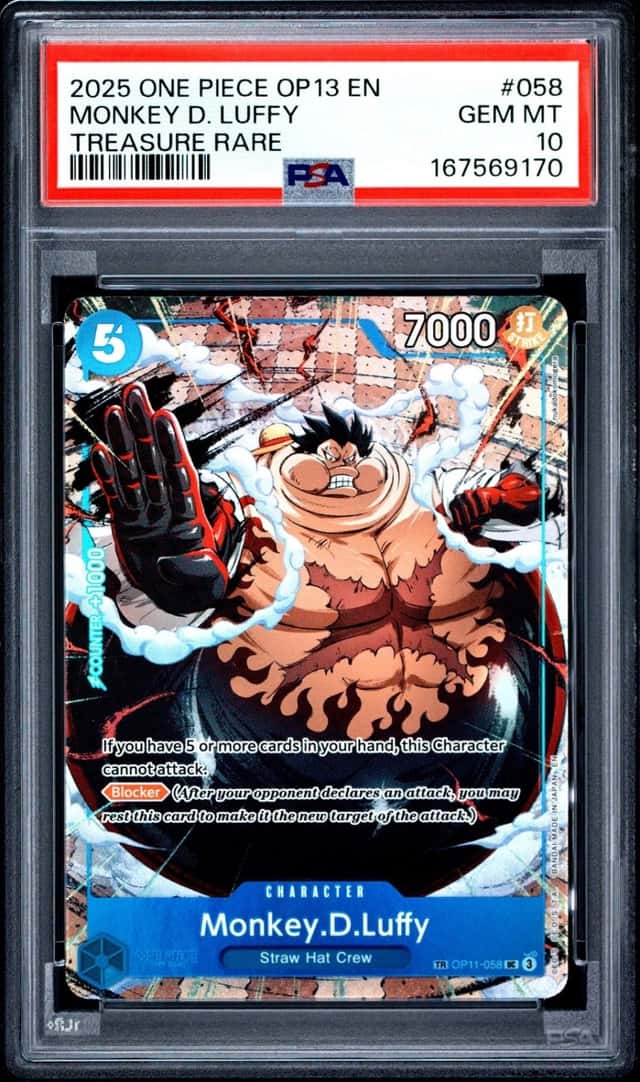 2025 ONE PIECE OP13-CARRYING ON HIS WILL TREASURE RARE MONKEY D. LUFFY PSA 10