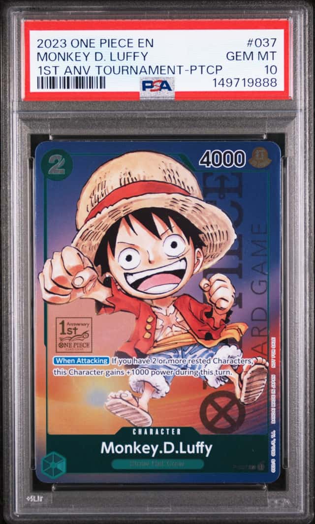 One Piece Monkey D Luffy 1st Anniversary Tournament PTCP P-037 PSA 10 Gem Mint