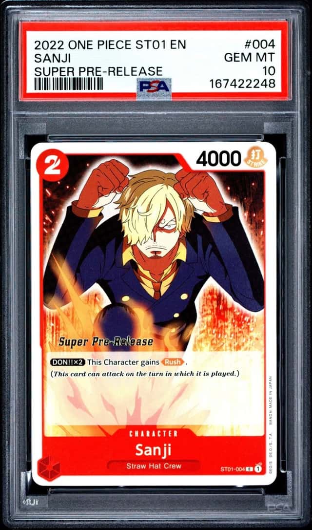 2022 ONE PIECE STARTER DECK ST01-STRAW HAT CREW SUPER PRE-RELEASE SANJI PSA 10