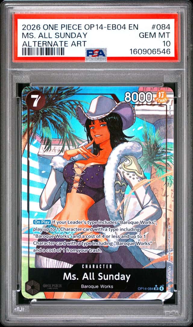 2026 ONE PIECE OP14-EB04-THE AZURE SEA'S SEVEN #084 MS. ALL SUNDAY PSA 10