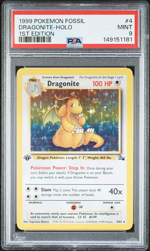 1999 Pokemon Fossil 1st Edition Holo Dragonite #4