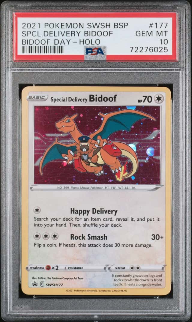 2021 Pokemon Sword and Shield Promos Bidoof Day Holo Special Delivery Bidoof #177