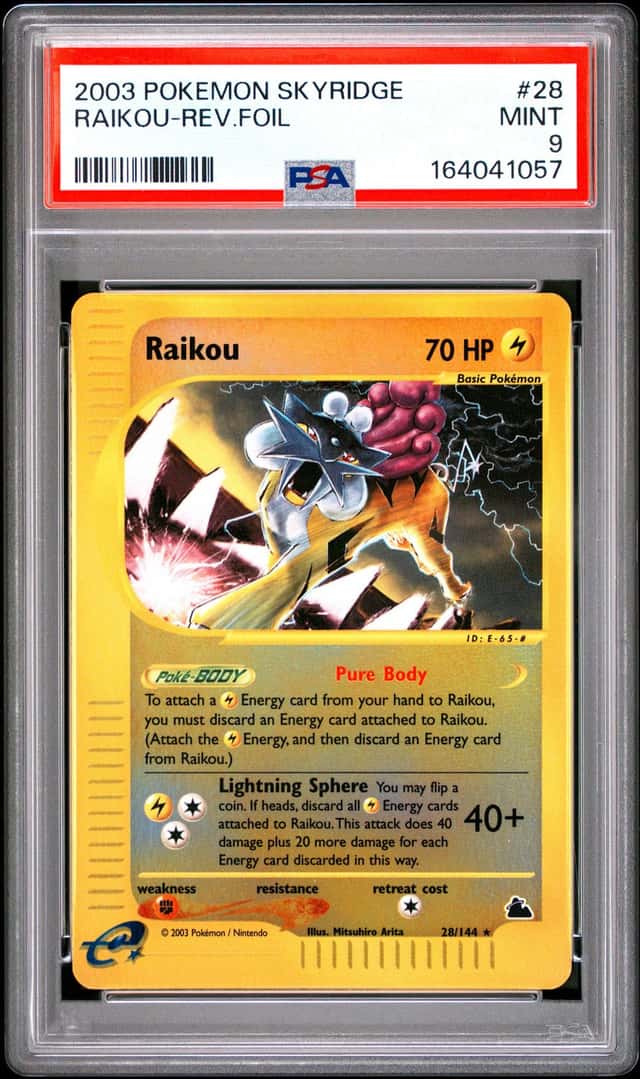 2003 Pokemon Skyridge Raikou Reverse Holo #28 - PSA 9 MINT!