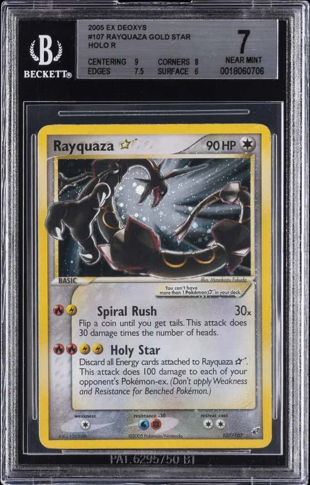 2005 POKEMON EX DEOXYS GOLD STAR #107 RAYQUAZA-HOLO BGS 7