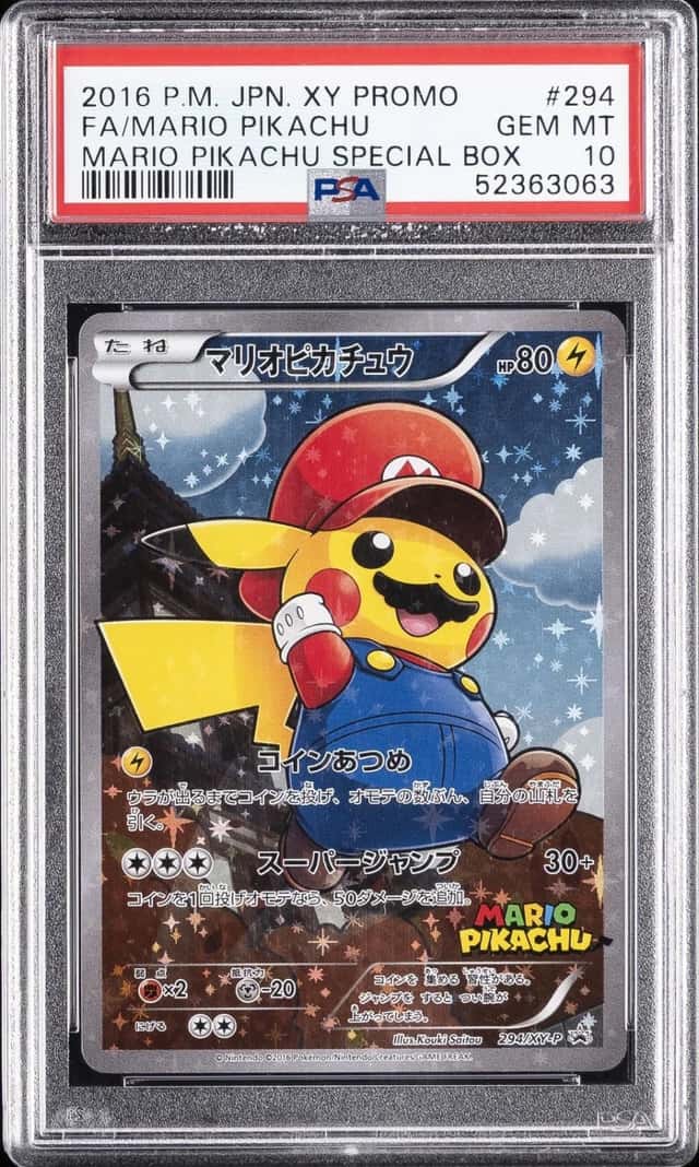 Pokemon Mario Pikachu Promo 294/XY-P Special Bx. Full Art Japanese PSA 10
