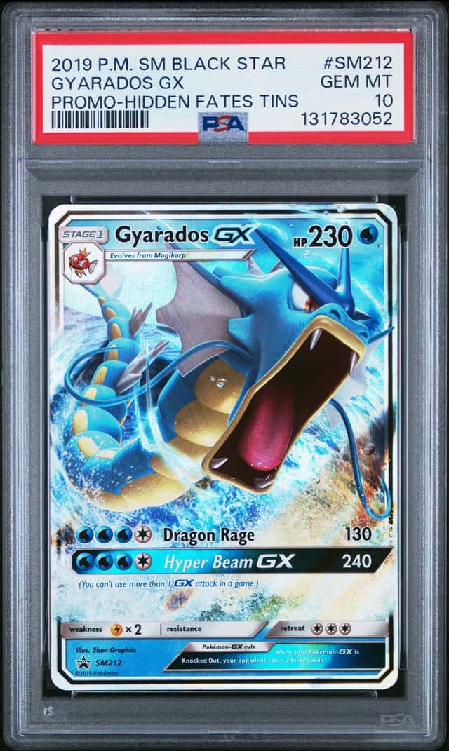 POKEMON CARD GYARADOS GX 212 HIDDEN FATES BLACK STAR PROMO SM212 PSA 10 GEM MINT