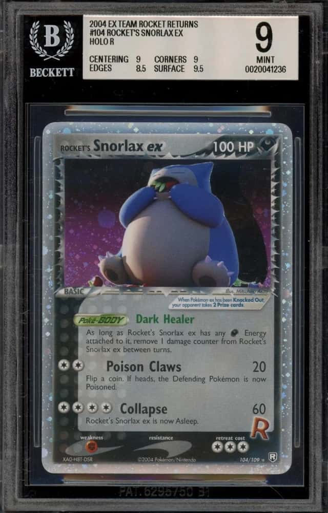 Pokemon Rocket's Snorlax EX Holo EX Team Rocket Returns 104 BGS 9 Mint
