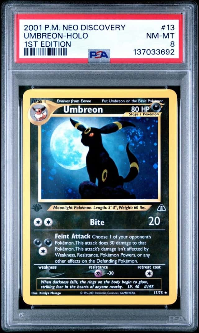 Pokemon Umbreon Holo Neo Discovery 13/75 1st Edition PSA 8