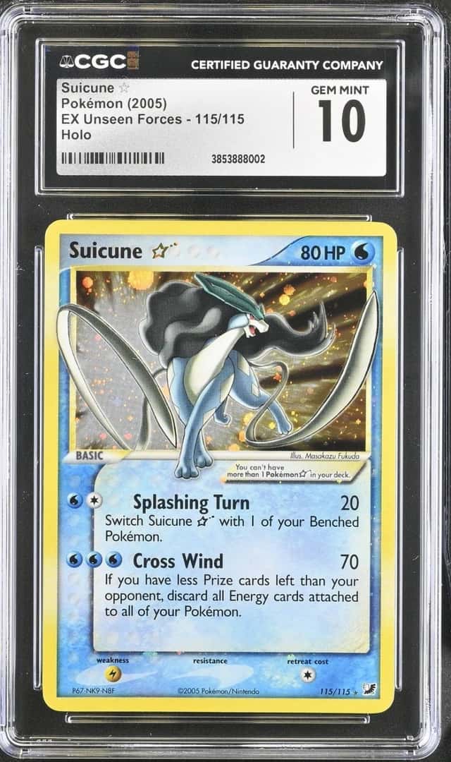 Pokemon Suicune Gold Star Holo EX Unseen Forces 115 CGC 10 Gem Mint