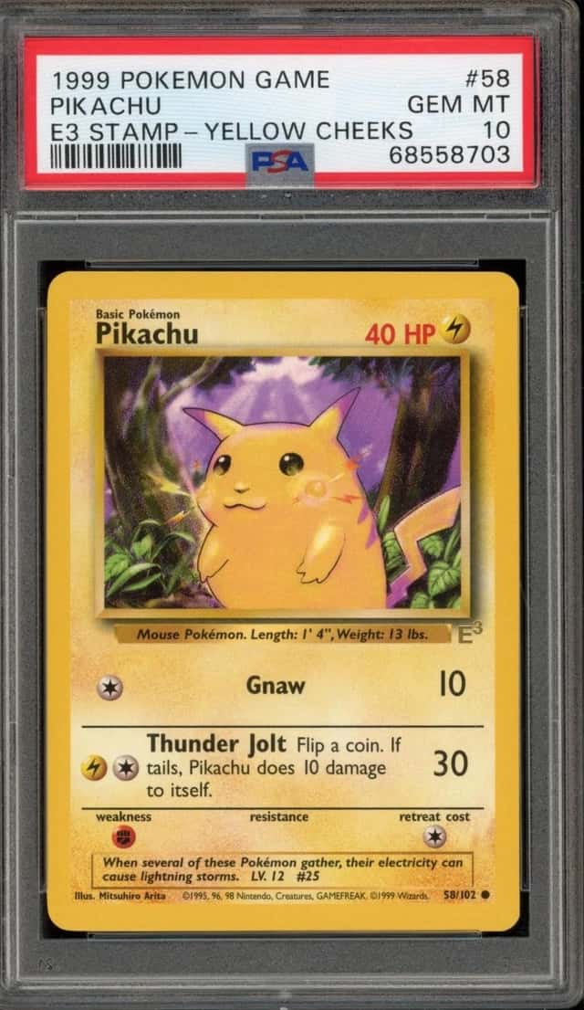 Pokemon Pikachu 58/102 E3 Stamp Yellow Cheeks PSA 10 Gem Mint
