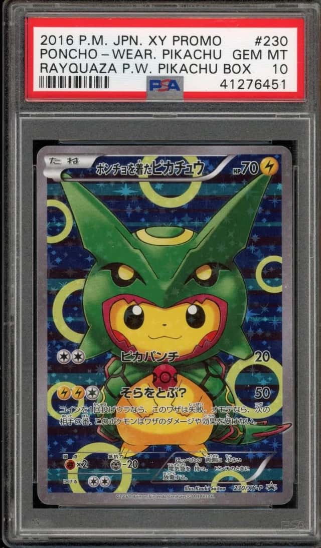 Pokemon Poncho Wearing Pikachu Rayquaza Promo 230/XY-P Full Art Japanese PSA 10