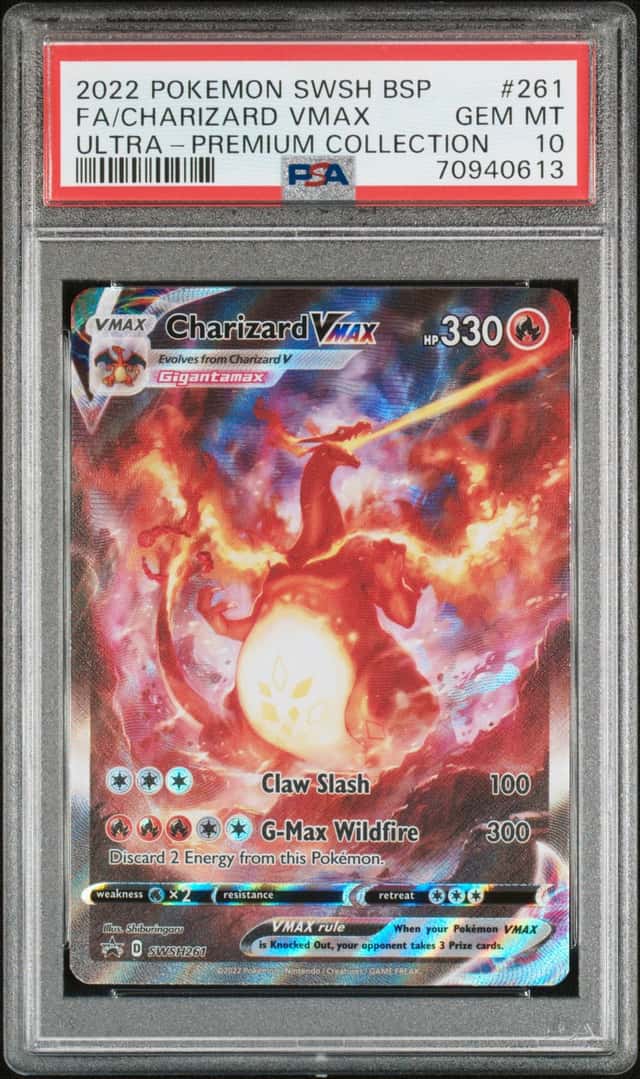 2022 POKEMON SWSH BLACK STAR PROMO #261 FULL ART/CHARIZARD VMAX PSA 10