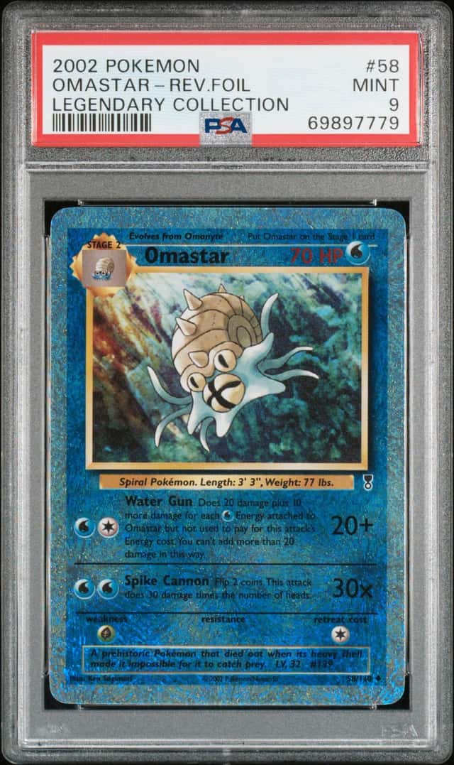 Pokemon Omastar Reverse Holo Legendary Coll. 58 PSA 9 Mint