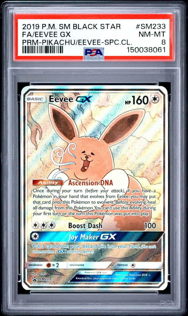 Pokémon TCG Eevee GX SM233 Full Art Holo Promo Black Star PSA 8 Age 6+