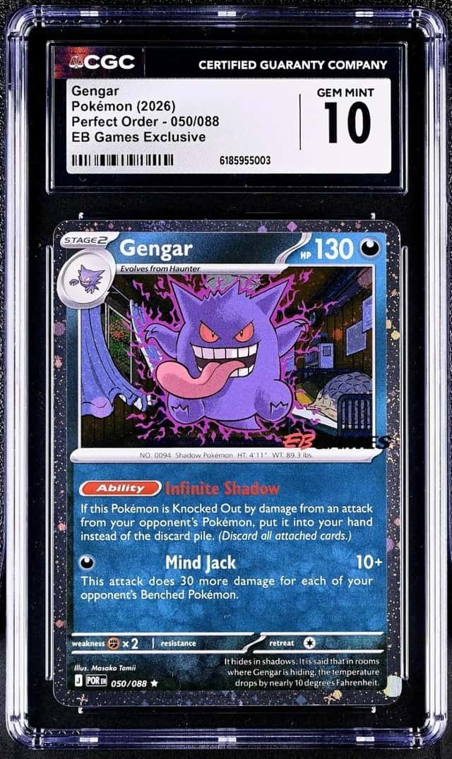 CGC 10 GEM MINT Gengar HOLO 050/088 Perfect Order STAMPED EB Games PROMO Pokemon