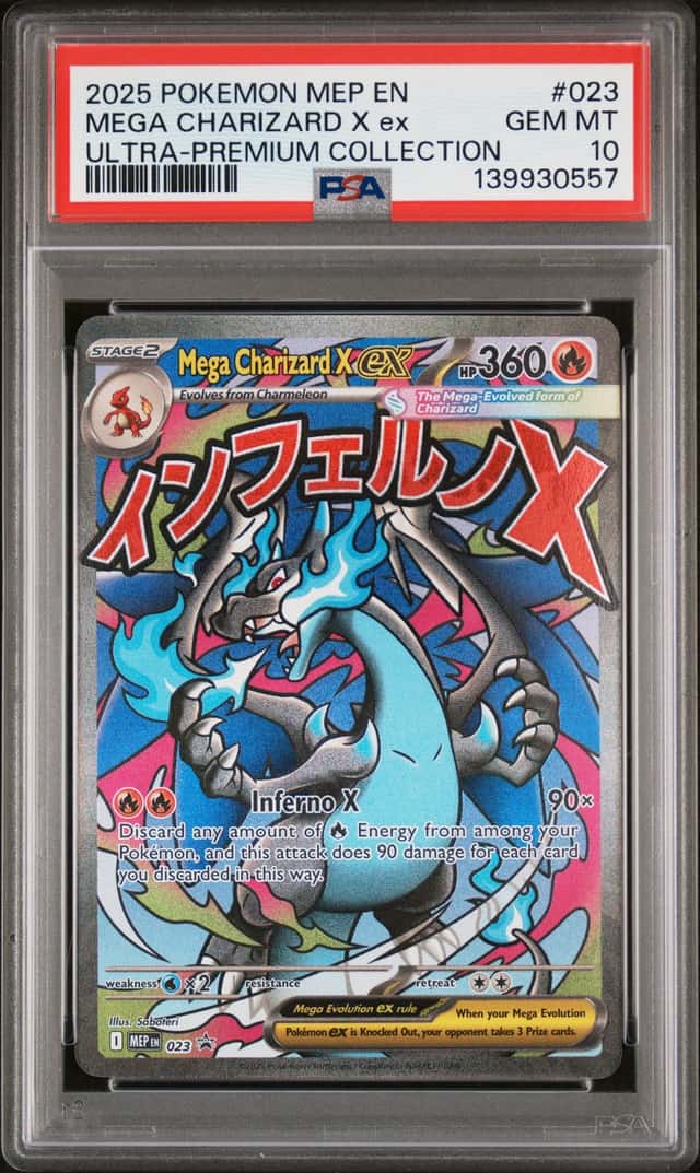 2025 POKEMON MEP BLACK STAR PROMOS #023 MEGA CHARIZARD X EX UPC PSA 10